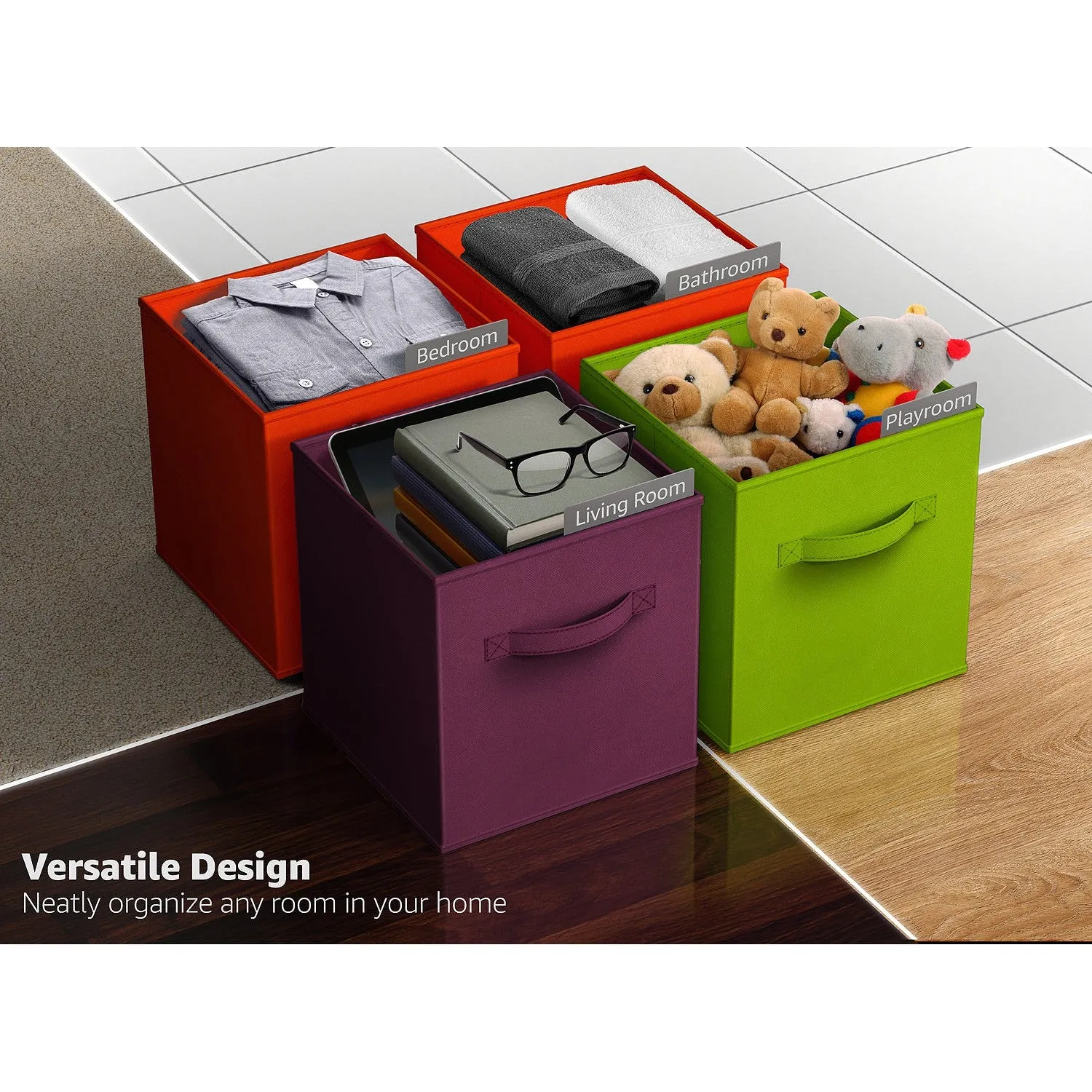 13" Large Cube Storage Bins (6 Pack Solid)