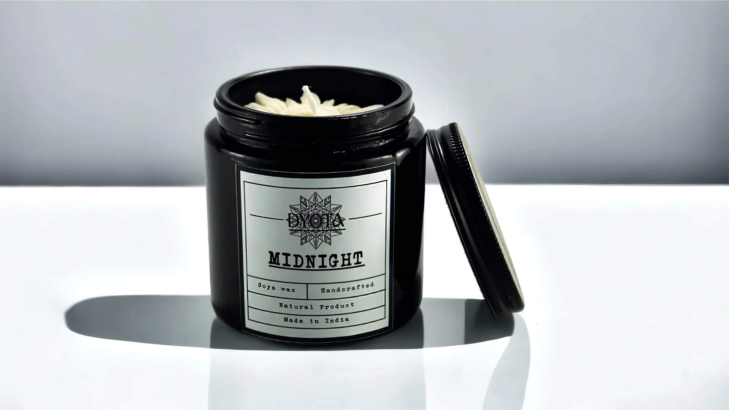 Dyota Midnight Fragrance Black Jar Candle|Scented Jar Candle Perfect for Home Decor, Birthday, Wedding, Parties|Long Lasting Jar Candle|Clean Burning Smokeless|Organic Soy Wax Scented 210 GMS