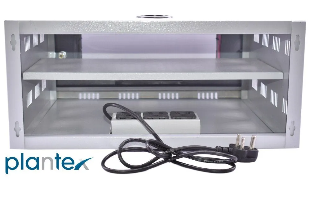 Plantex Metal CCTV/DVR/NVR Cabinet Box/DVR Rack Wall Mount with Lock/Network Rack/Server Rack with Power Socket - 3U (Off White & Gray)