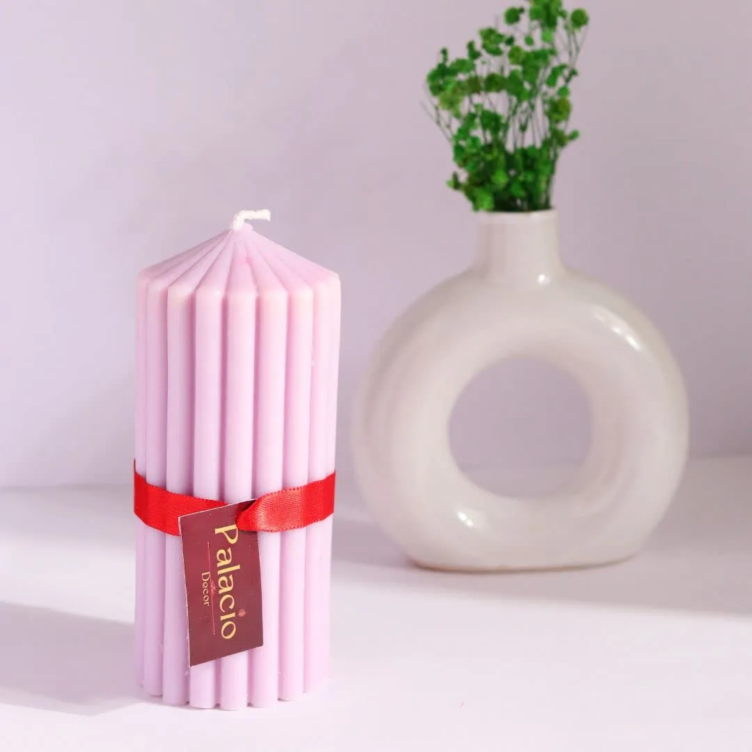 Premium Scented Pillar Candle | Large Ribbed Pillar | Lavender Scented Soy Candle