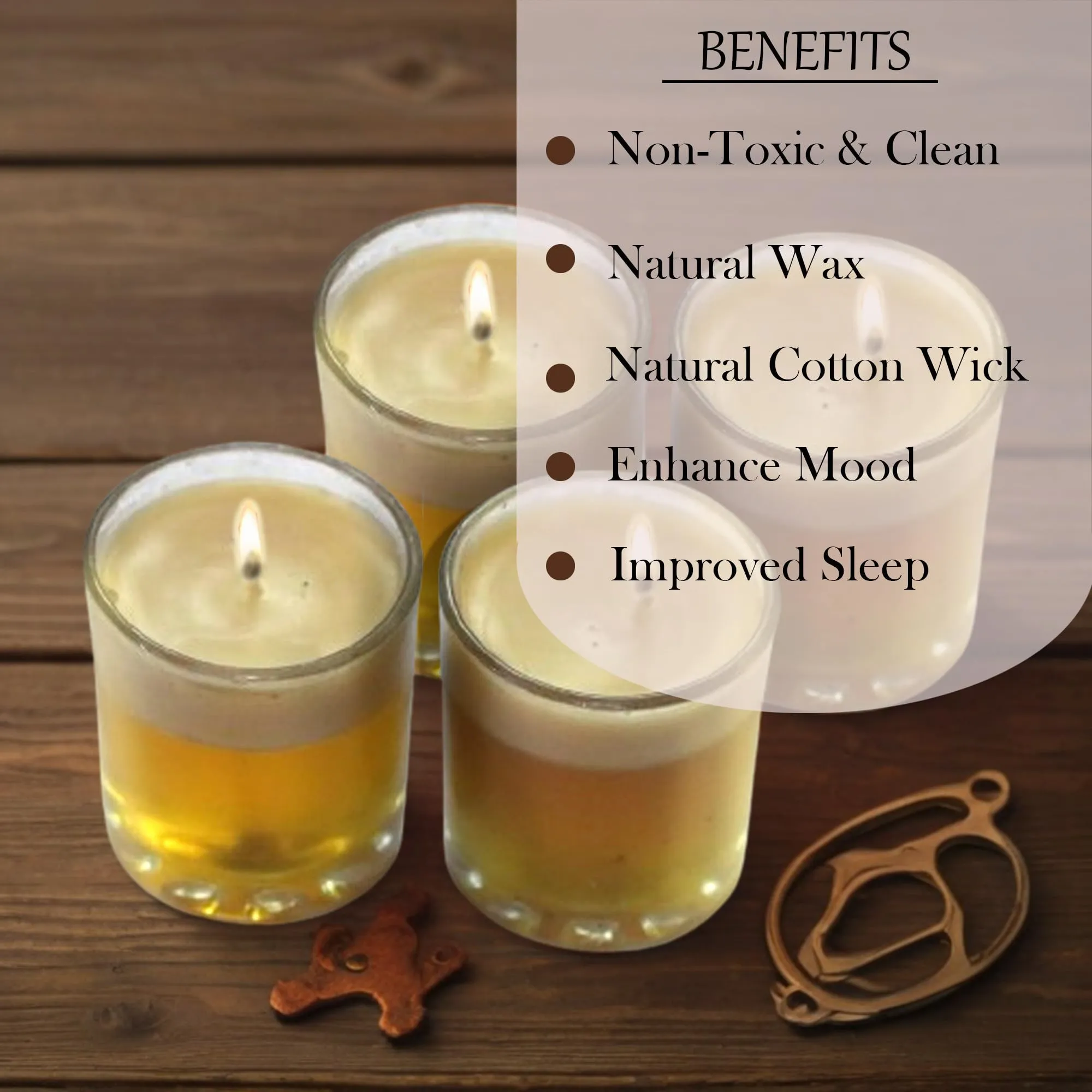 TAHA VENTURES Scented Golden Candles Best for Gifting |Unique Design with 20 Hours Burning time|100 Grams Each Set of 4 (5.8 W* 5.8H cm)