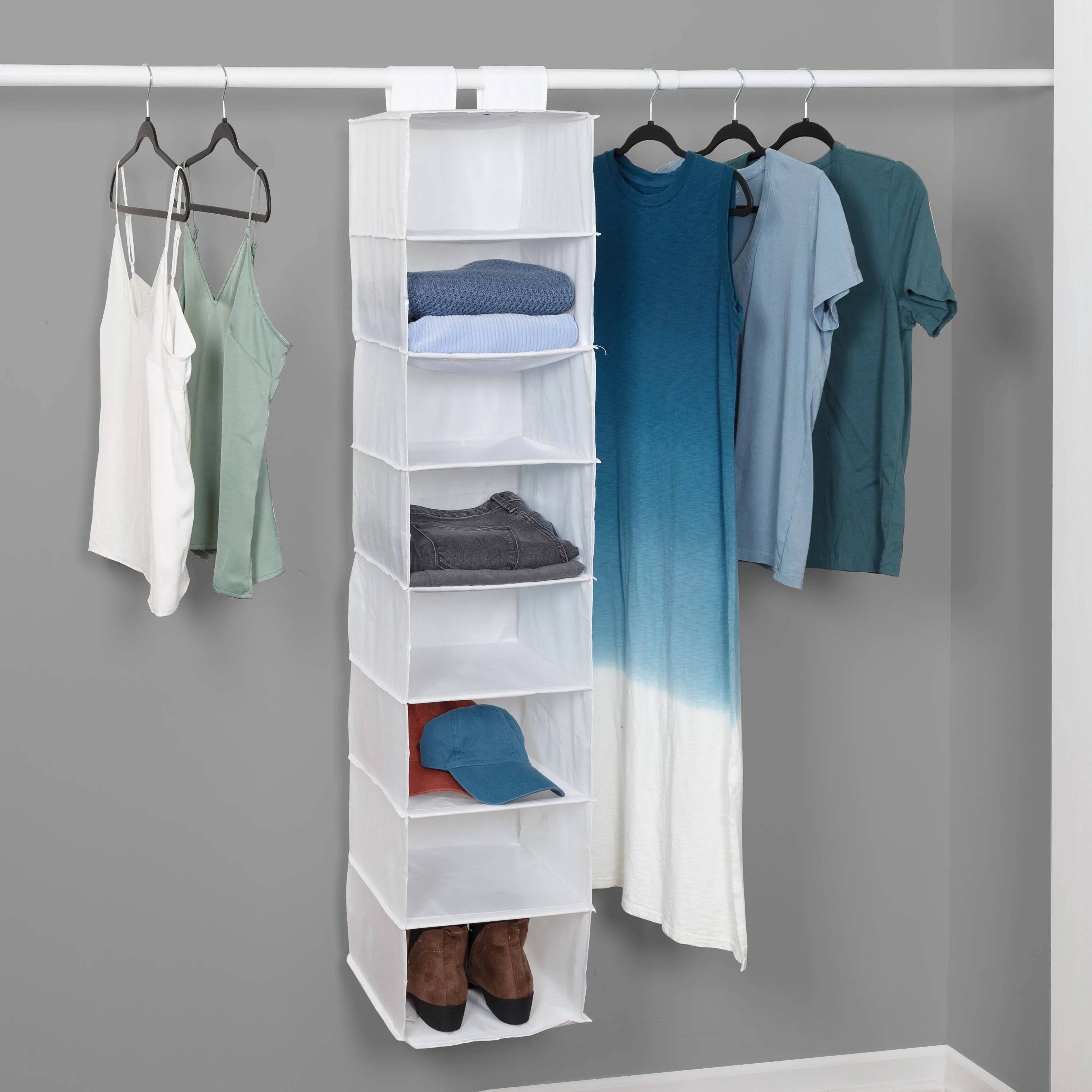 White 8-Shelf Hanging Closet Organizer
